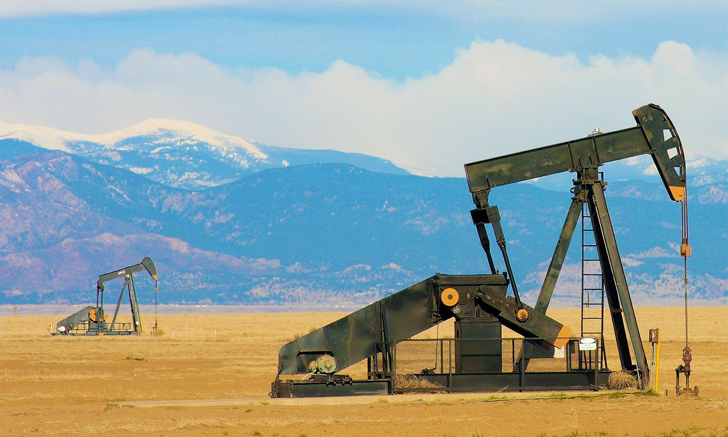 Oil pump jack in field